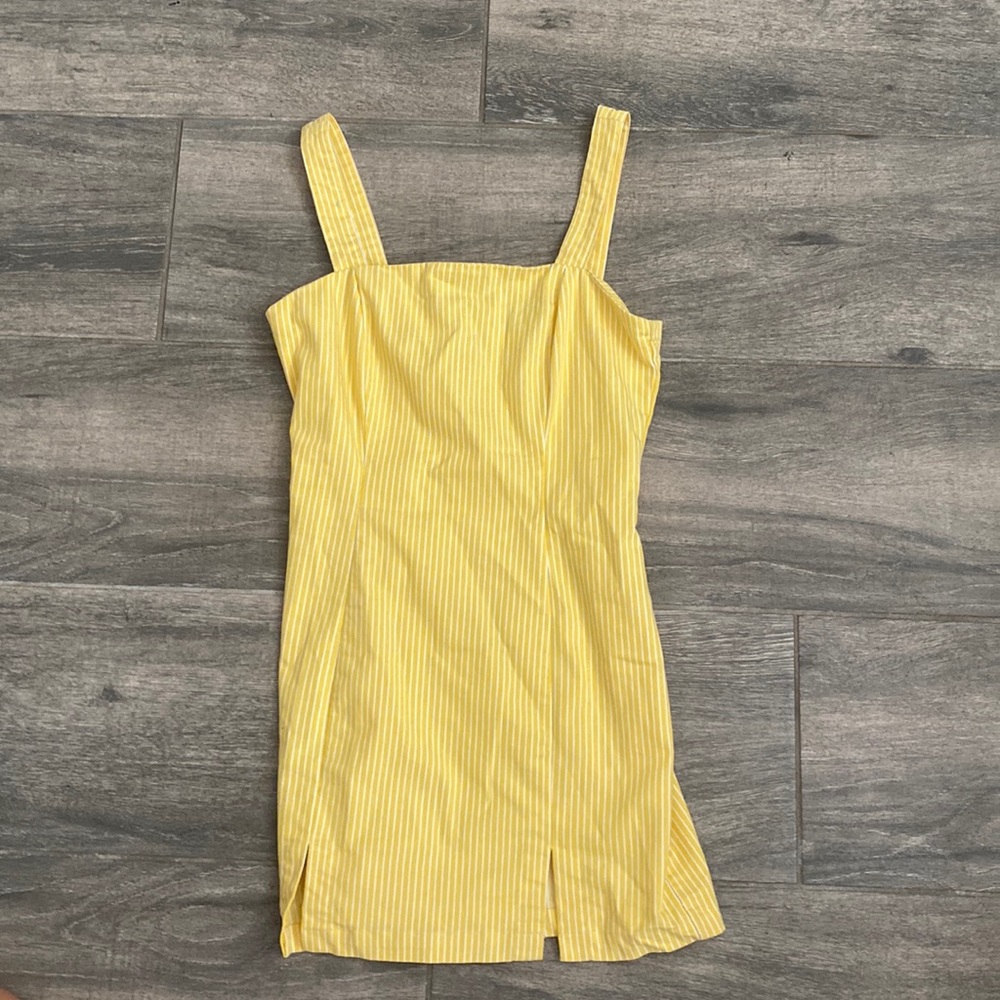yellow and white strip dress